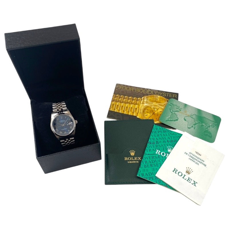 【ROLEX】ロレックス デイトジャスト36 16234 腕時計 SS/WG メンズ ホワイトゴールド 青文字盤 ブルー ローマン