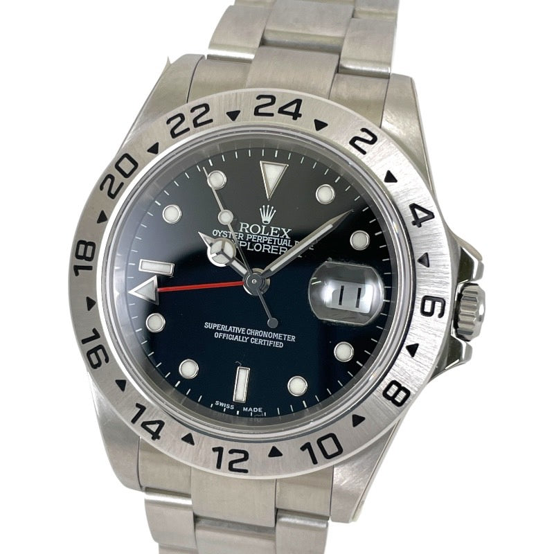 【ROLEX】ロレックス エクスプローラーII 16570 腕時計 ステンレススチールメンズ 黒文字盤