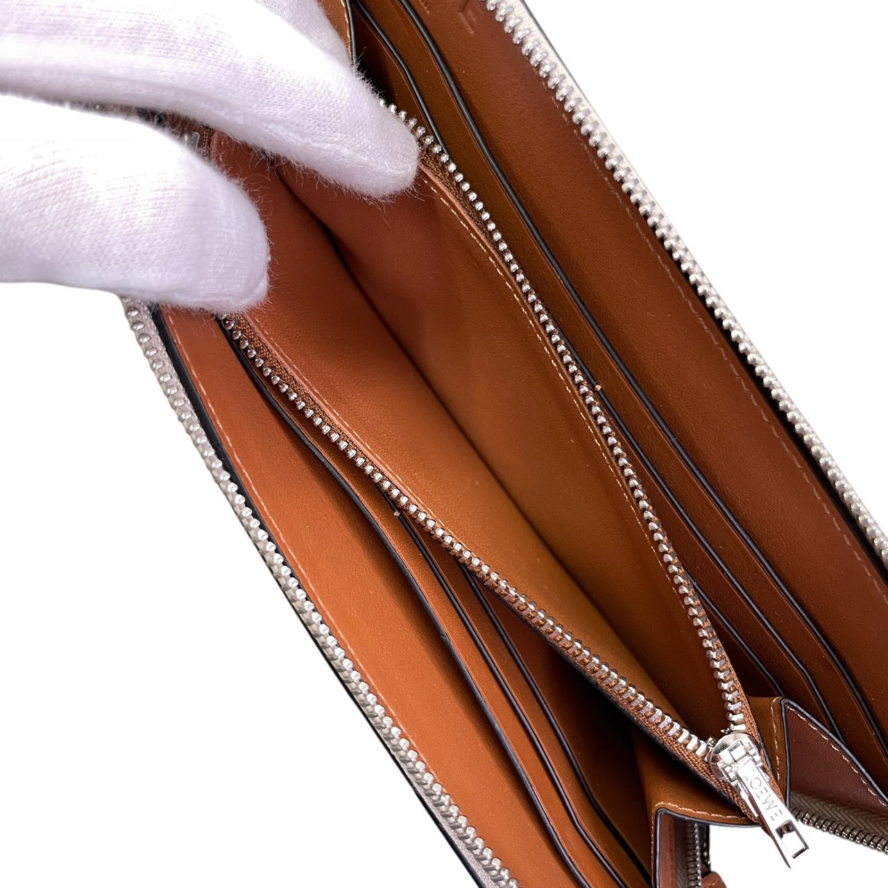 【LOEWE】ロエベ ジップアラウンドウォレット 長財布レディース アナグラム ファスナー ロングウォレット カーフレザー ベージュ ブラウン