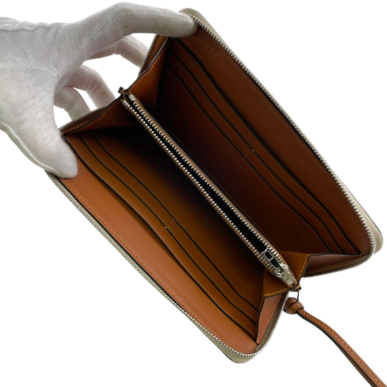 【LOEWE】ロエベ ジップアラウンドウォレット 長財布レディース アナグラム ファスナー ロングウォレット カーフレザー ベージュ ブラウン