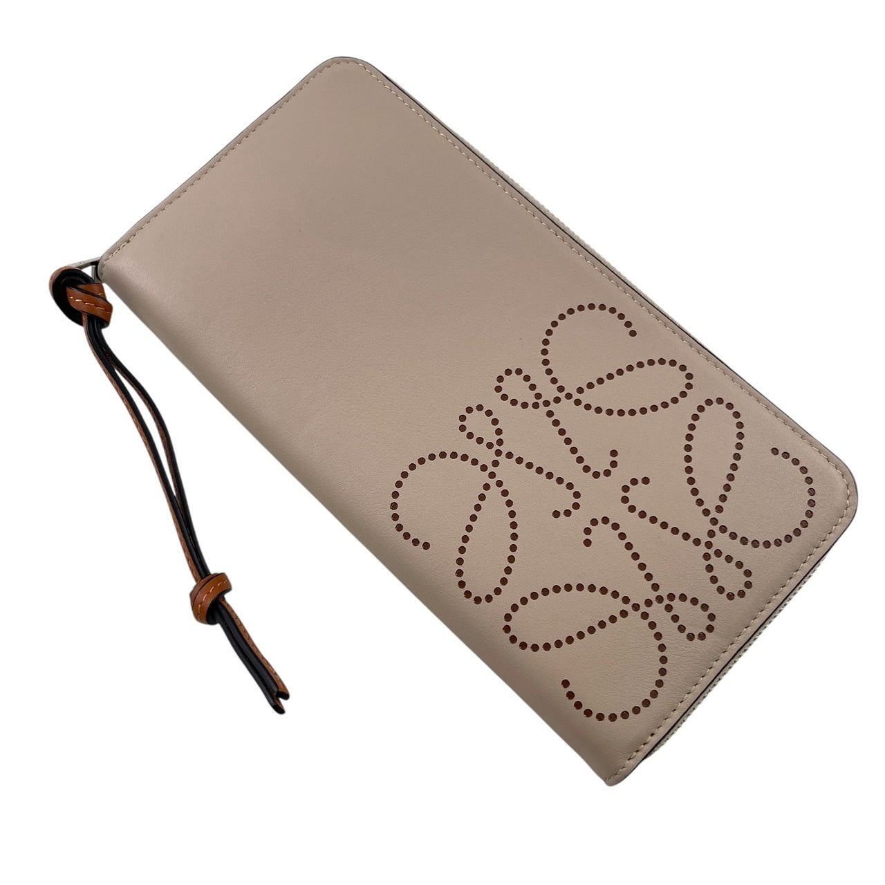 【LOEWE】ロエベ ジップアラウンドウォレット 長財布レディース アナグラム ファスナー ロングウォレット カーフレザー ベージュ ブラウン