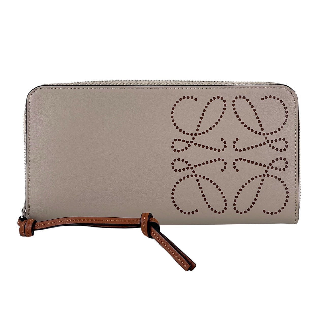 【LOEWE】ロエベ ジップアラウンドウォレット 長財布レディース アナグラム ファスナー ロングウォレット カーフレザー ベージュ ブラウン