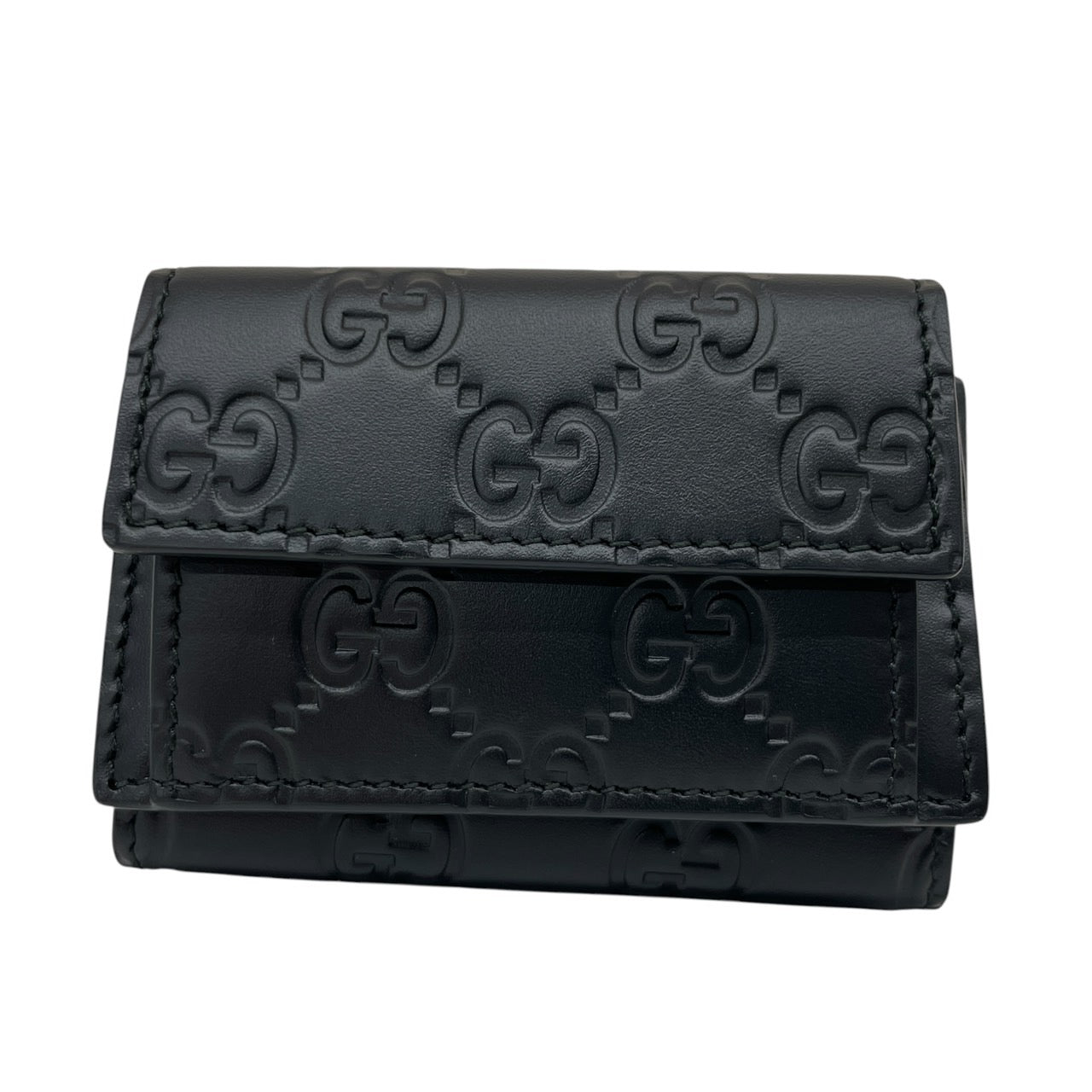 【GUCCI】グッチ グッチシマ 547070 三つ折り財布 レザーレディース 3つ折り ミニ コンパクトウォレット 黒 ブラック メンズ