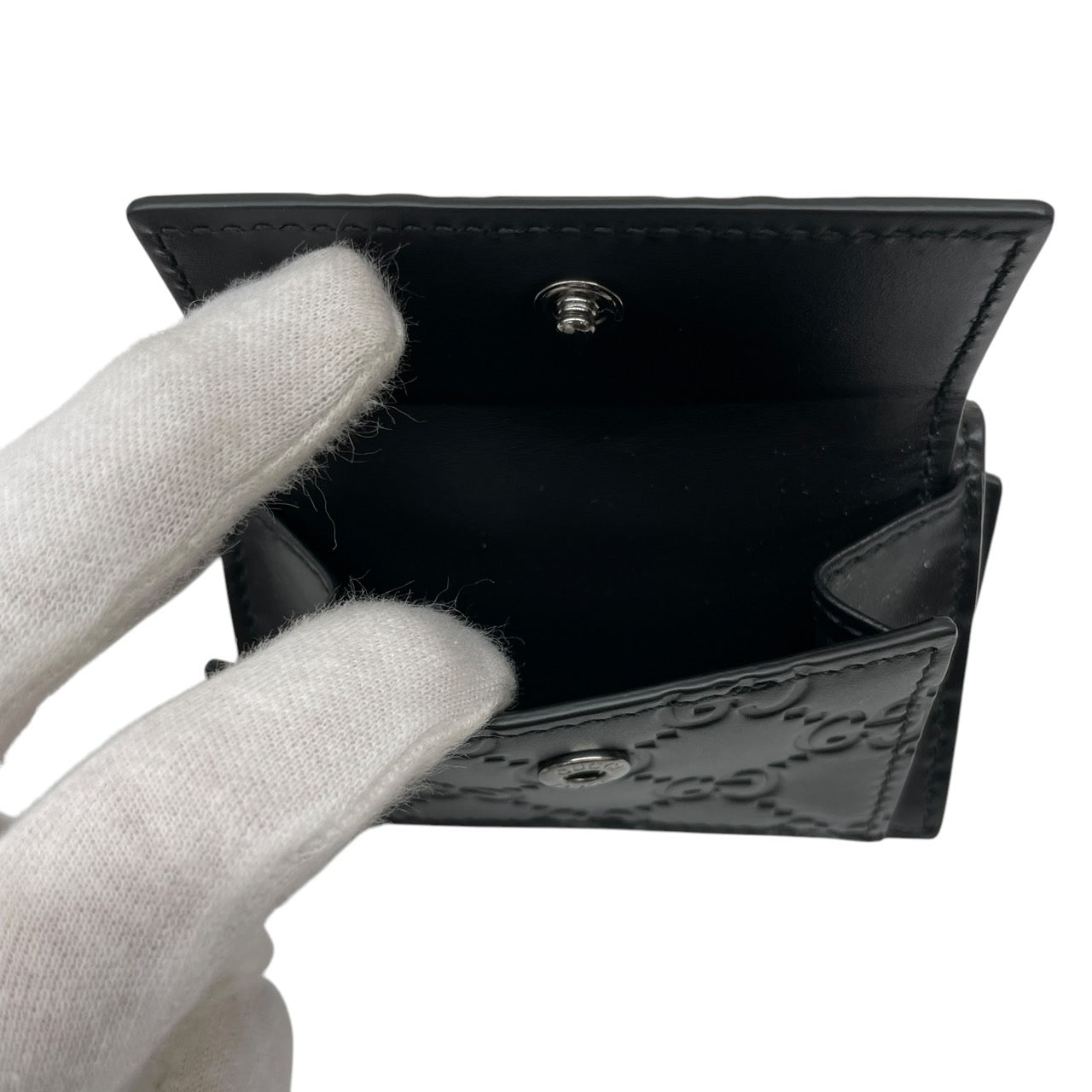 【GUCCI】グッチ グッチシマ 547070 三つ折り財布 レザーレディース 3つ折り ミニ コンパクトウォレット 黒 ブラック メンズ