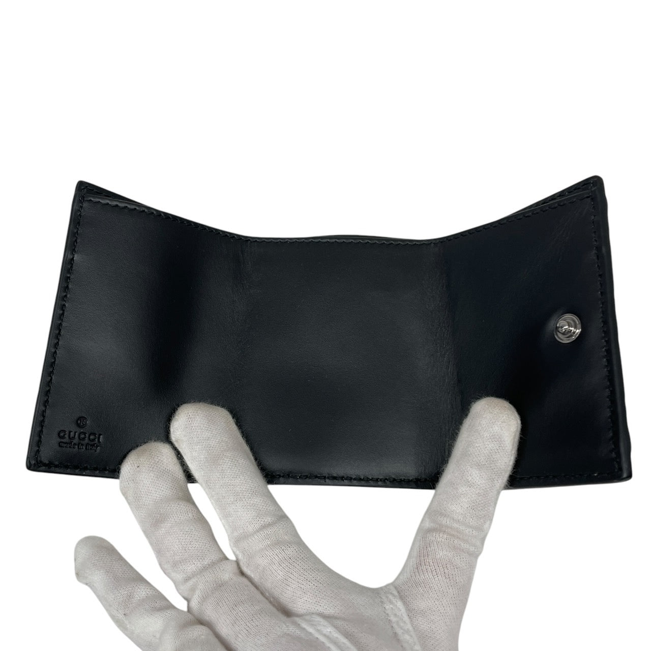 【GUCCI】グッチ グッチシマ 547070 三つ折り財布 レザーレディース 3つ折り ミニ コンパクトウォレット 黒 ブラック メンズ