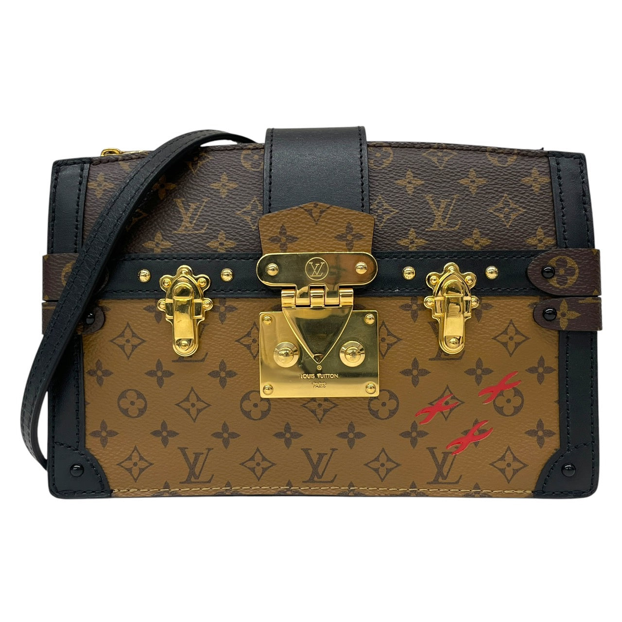 【LOUIS VUITTON】ルイ・ヴィトン モノグラムリバース M43596 ショルダーバッグ レディース トランククラッチ チェーンショルダー ベージュ ブラウン