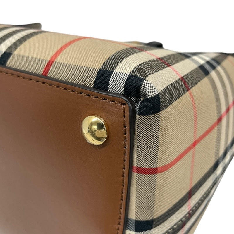 【BURBERRY】バーバリー トリプルスタッズ 8018790 ハンドバッグ キャンバス レディース ベルト レザー ヴィンテージチェック