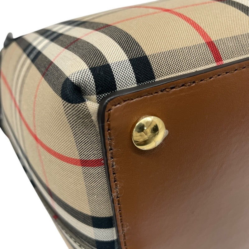 【BURBERRY】バーバリー トリプルスタッズ 8018790 ハンドバッグ キャンバス レディース ベルト レザー ヴィンテージチェック