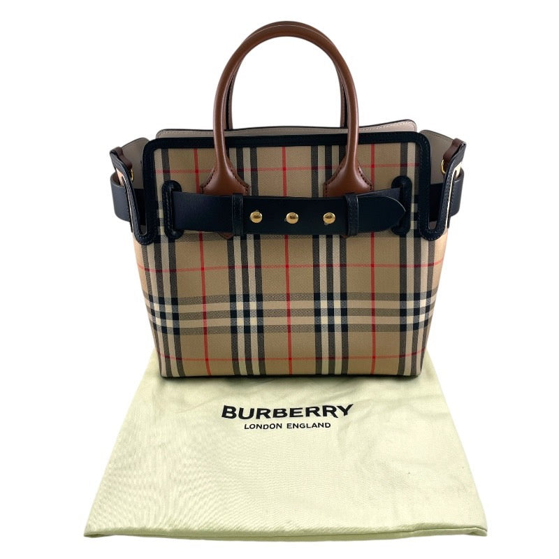 【BURBERRY】バーバリー トリプルスタッズ 8018790 ハンドバッグ キャンバス レディース ベルト レザー ヴィンテージチェック