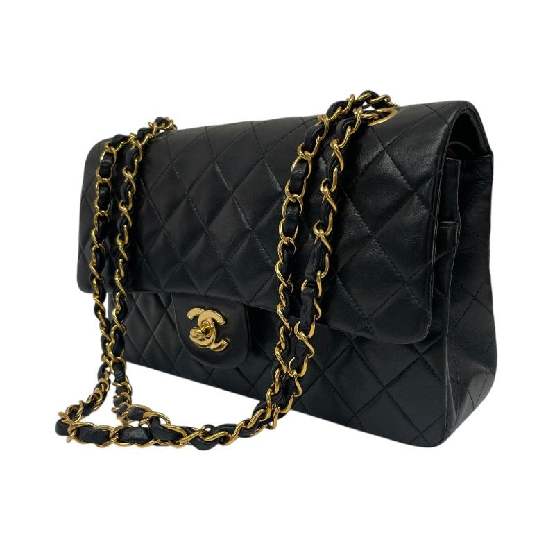 【CHANEL】シャネル マトラッセ クラシック ハンドバッグ25 A01112 ショルダーバッグ ラムスキンレディース Wフラップ ダブル チェーン 黒 ブラック