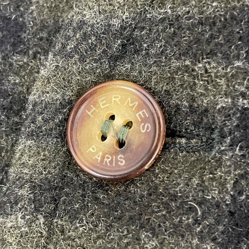 【HERMES】エルメス ジレ チェック ベスト メンズ ウール ジャポンタグ グリーン 緑 チェック柄