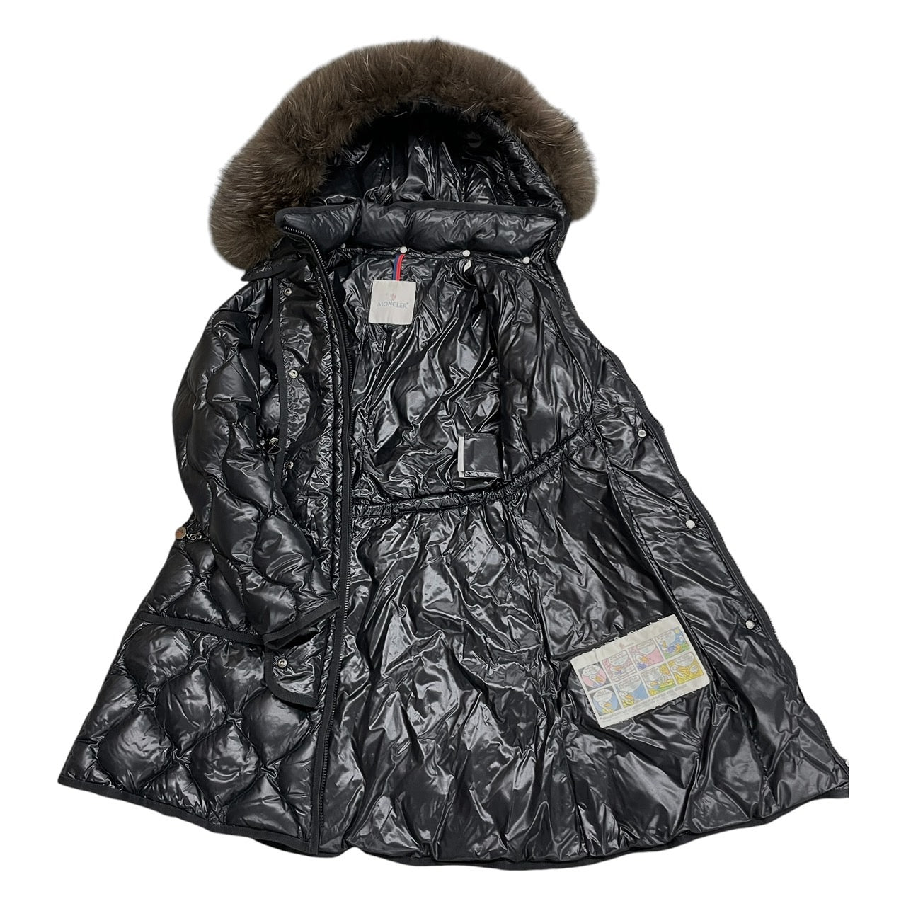 【MONCLER】モンクレール LONTRE ロントレ ダウンジャケット ナイロン レディース サイズ0 キルティング ダウンコート ファー 黒 ブラック