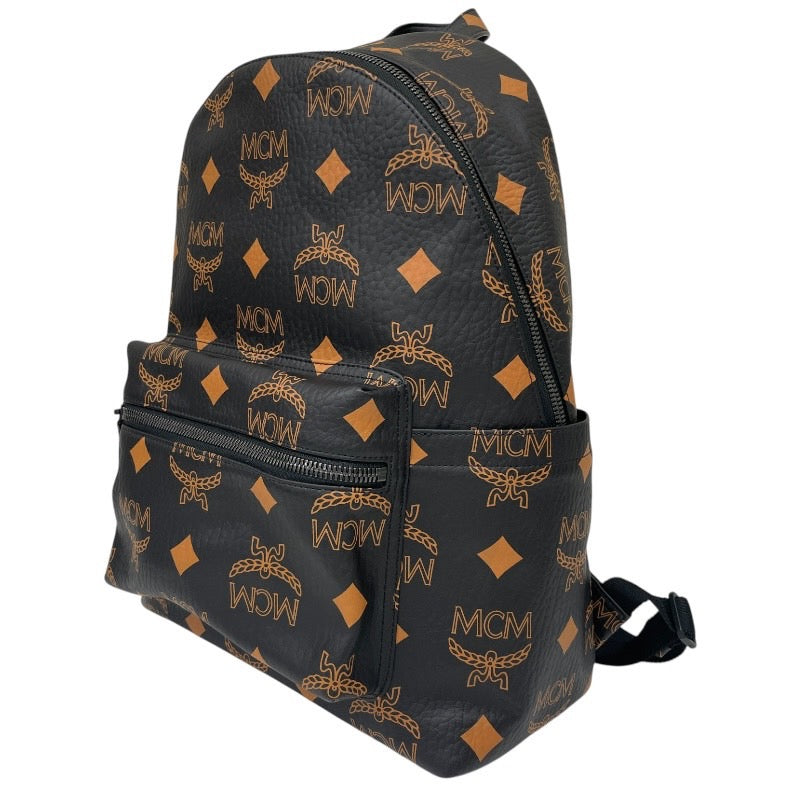 【MCM】エム・シー・エム ヴィセトス MMKDAVE01 リュック・デイパック レザーメンズ 黒 ブラック オレンジ