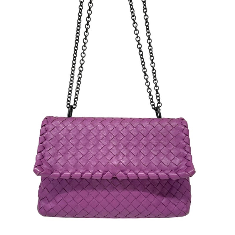 【BOTTEGAVENETA】ボッテガヴェネタ イントレチャート ショルダーバッグ レザー レディース チェーンショルダー 紫 パープル