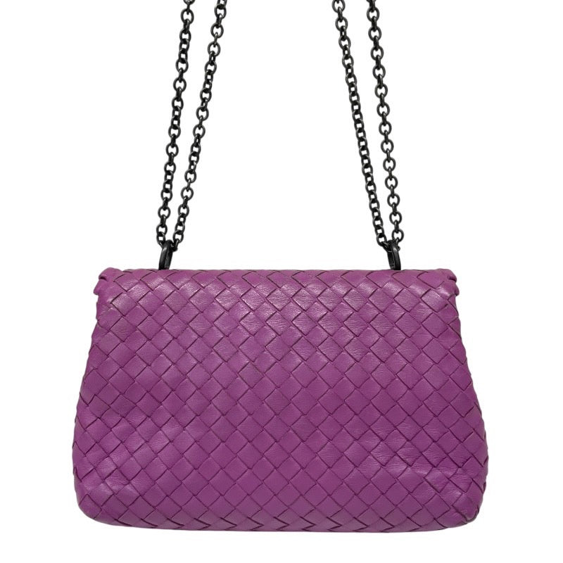 【BOTTEGAVENETA】ボッテガヴェネタ イントレチャート ショルダーバッグ レザー レディース チェーンショルダー 紫 パープル