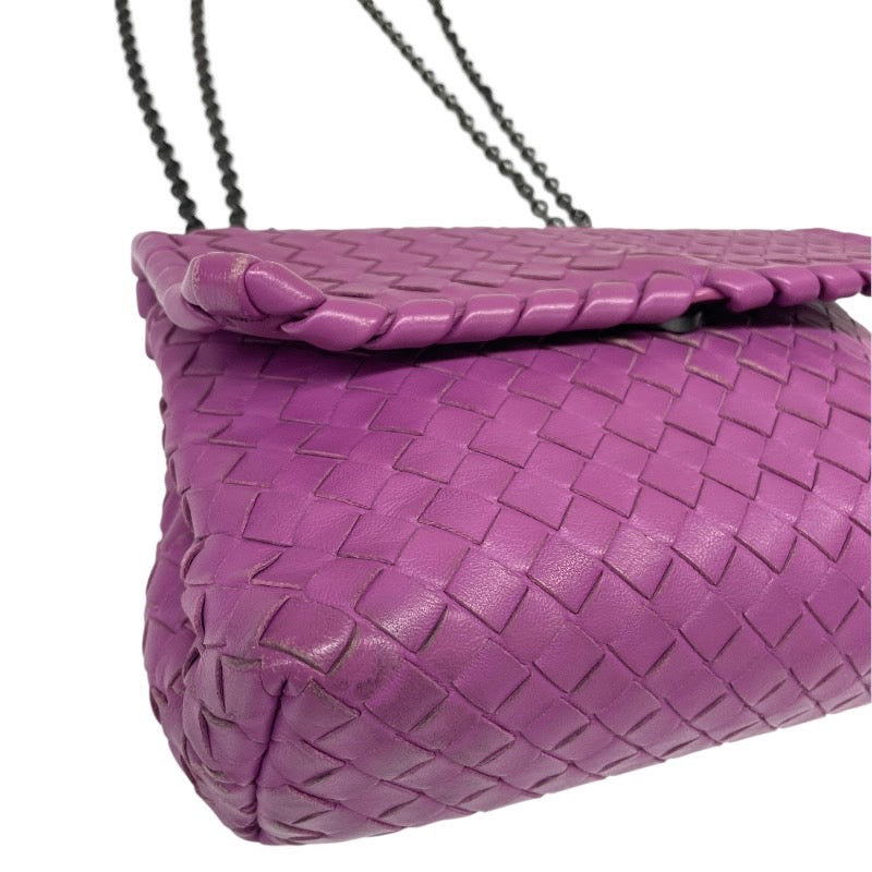 【BOTTEGAVENETA】ボッテガヴェネタ イントレチャート ショルダーバッグ レザー レディース チェーンショルダー 紫 パープル