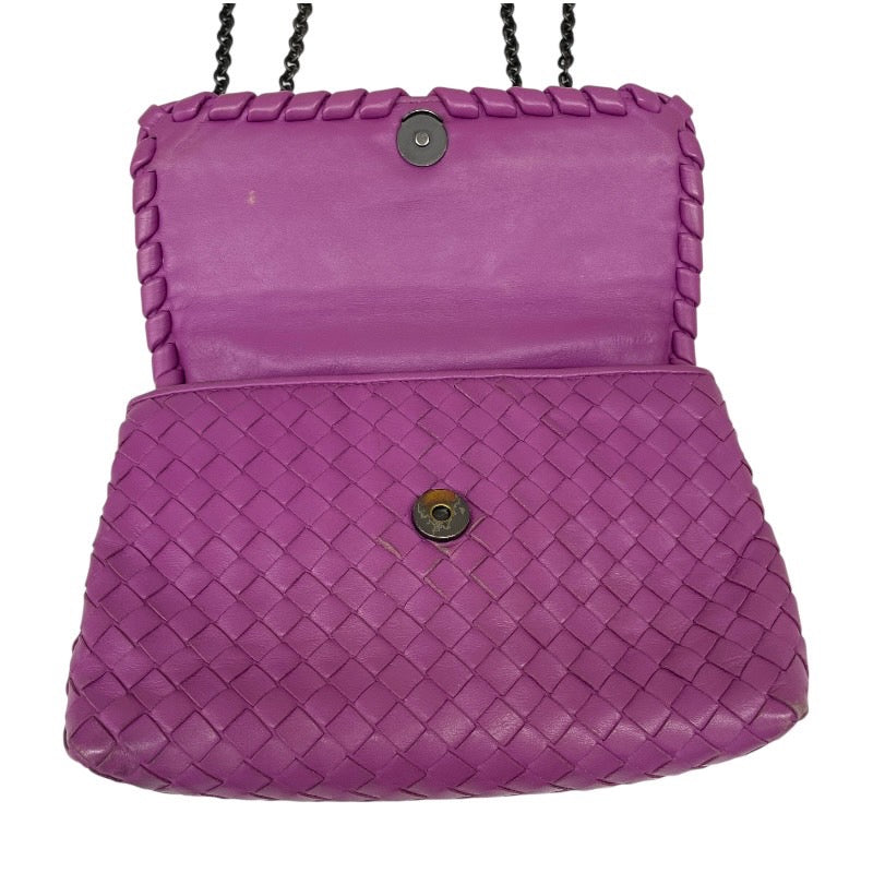 【BOTTEGAVENETA】ボッテガヴェネタ イントレチャート ショルダーバッグ レザー レディース チェーンショルダー 紫 パープル