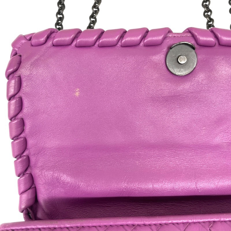 【BOTTEGAVENETA】ボッテガヴェネタ イントレチャート ショルダーバッグ レザー レディース チェーンショルダー 紫 パープル
