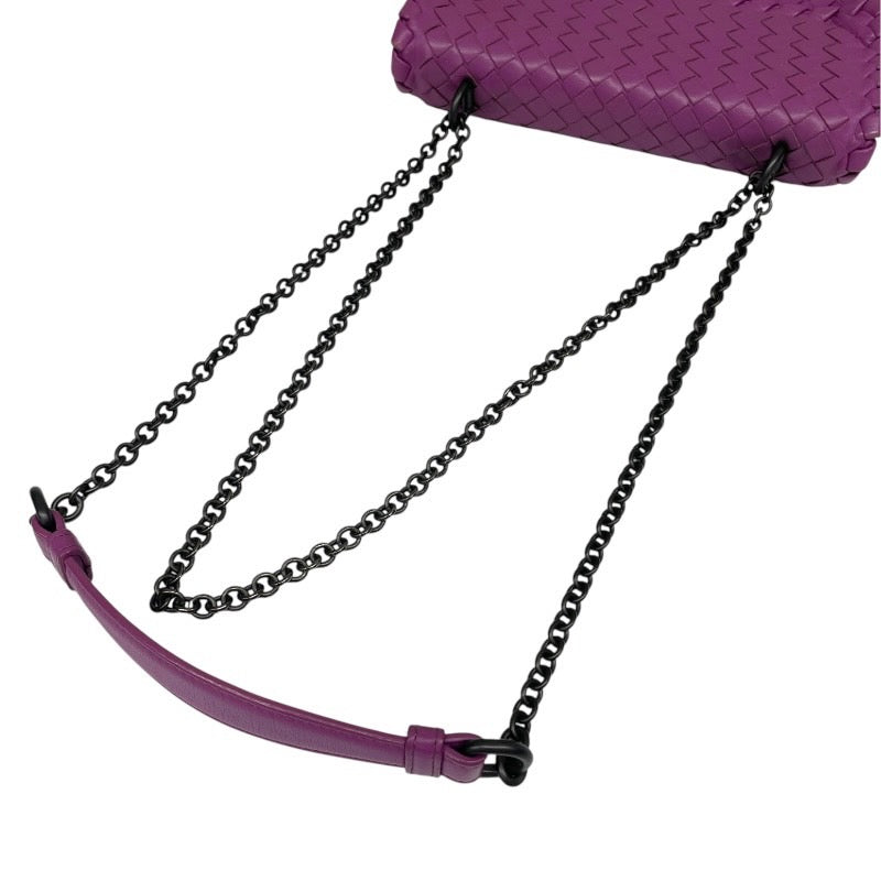 【BOTTEGAVENETA】ボッテガヴェネタ イントレチャート ショルダーバッグ レザー レディース チェーンショルダー 紫 パープル
