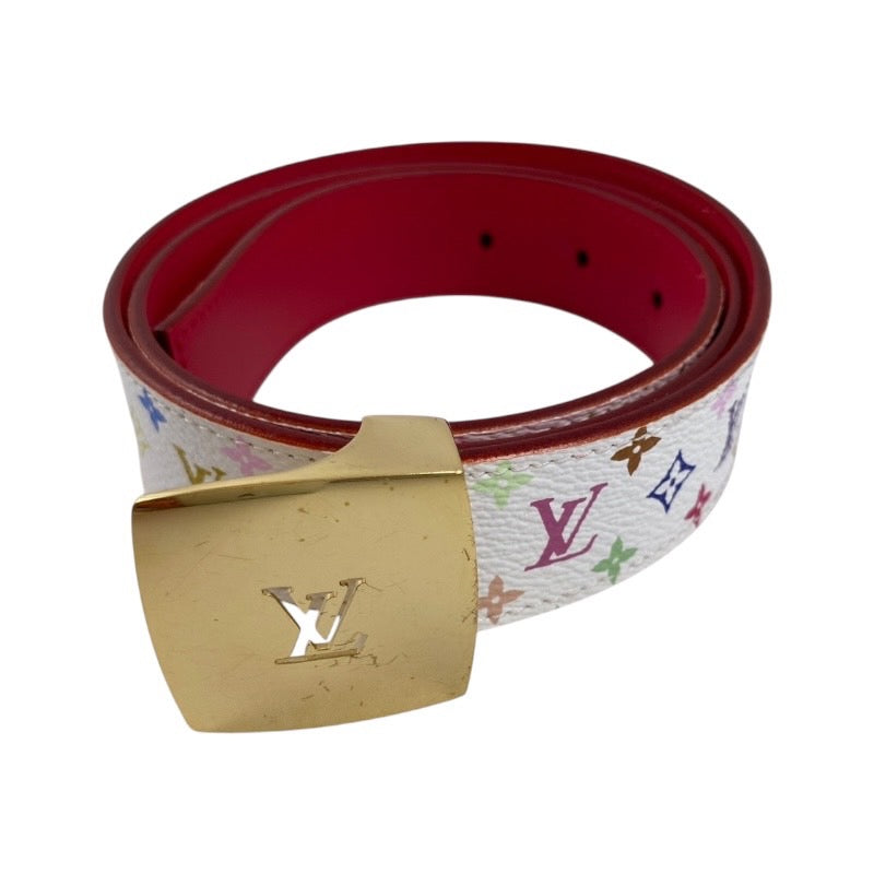 【LOUIS VUITTON】ルイ・ヴィトン サンチュール・キャレ LVカット M9682 ベルト モノグラムマルチカラーメンズ ブロン 85/34