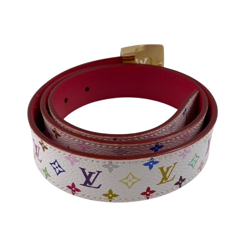 【LOUIS VUITTON】ルイ・ヴィトン サンチュール・キャレ LVカット M9682 ベルト モノグラムマルチカラーメンズ ブロン 85/34