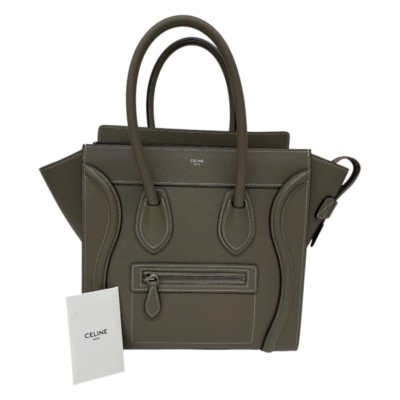 【CELINE】セリーヌ ラゲージ マイクロ ショッパー トートバッグ レザー レディース グレージュ ハンド 新ロゴ