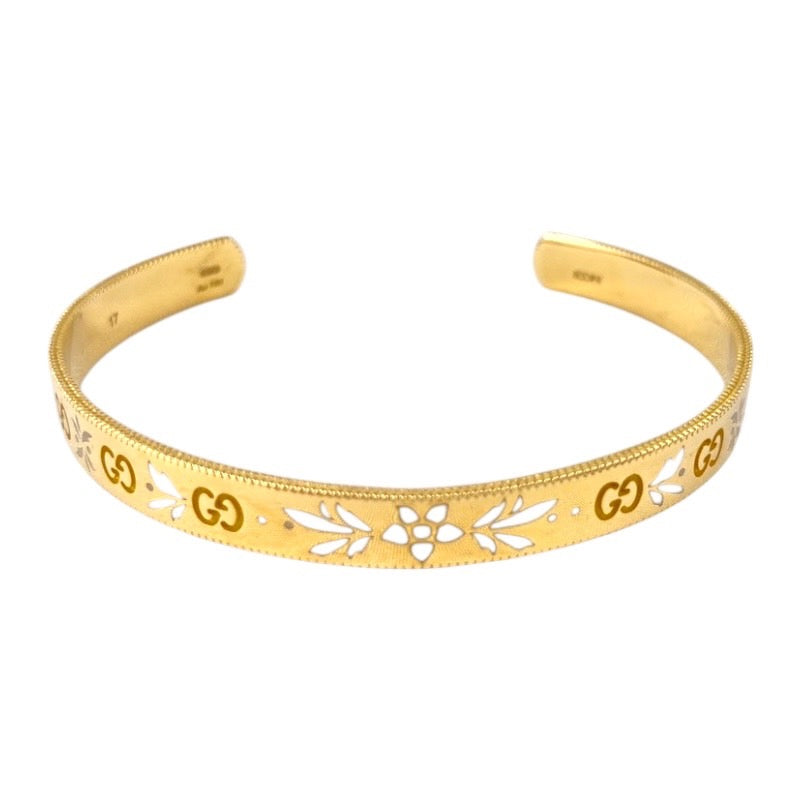 【GUCCI】グッチ アイコン ブレスレット バングル K18イエローゴールド レディース 750 17号 メンズ ICON