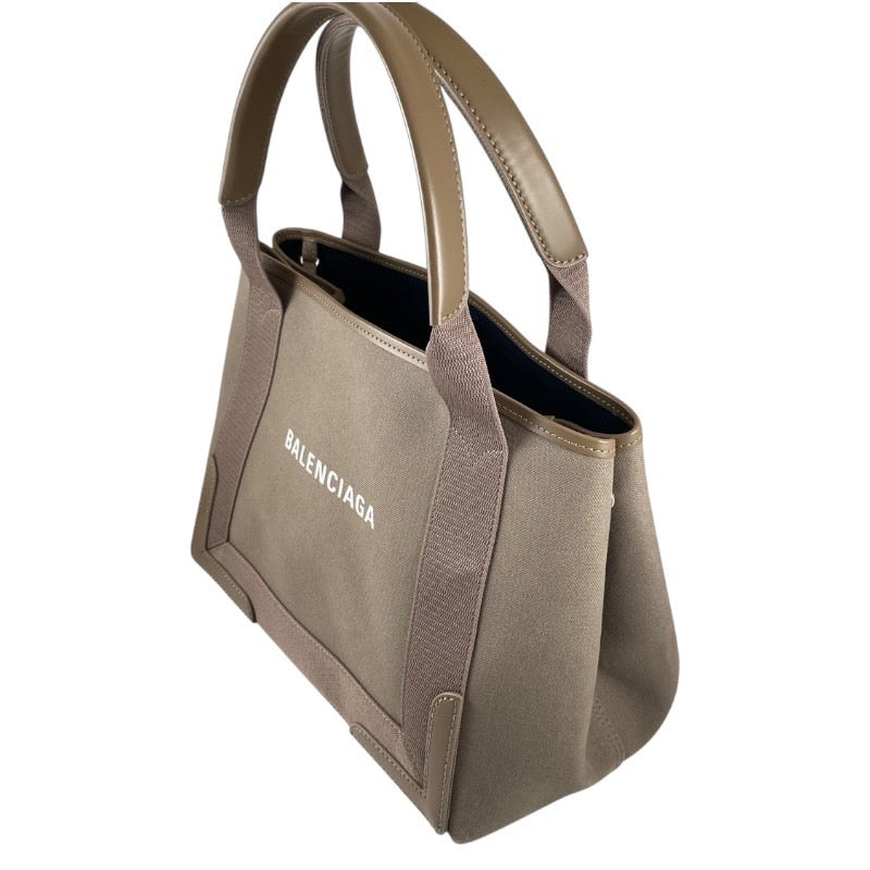 【BALENCIAGA】バレンシアガ ネイビー カバス 339933 ハンドバッグ キャンバス レディース ベージュ グレージュ トート ポーチ付