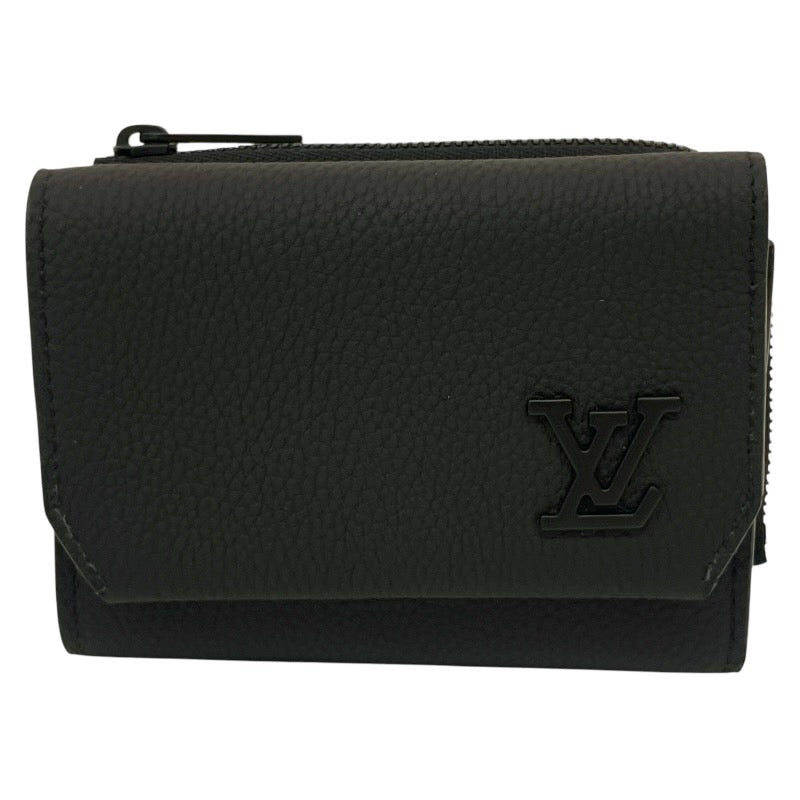 【LOUIS VUITTON】ルイ・ヴィトン ポルトフォイユ パイロット M81740 三つ折り財布 レザー メンズ LVアエログラム 黒 ブラック