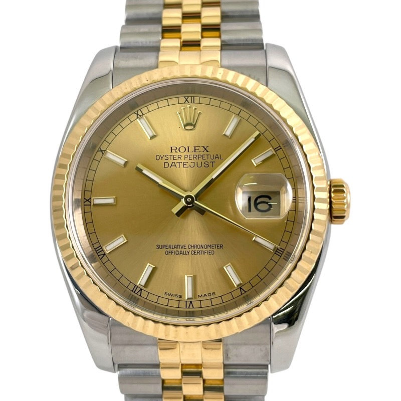 【ROLEX】ロレックス デイトジャスト 116233 腕時計 SS/YG メンズ シャンパン D番 OH・仕上げ済