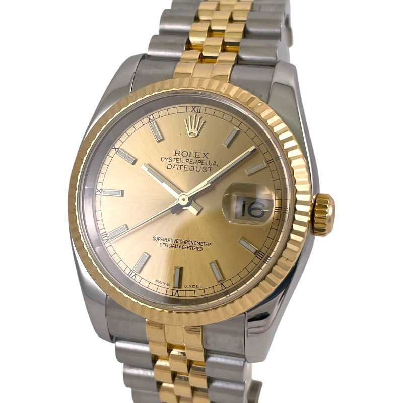 【ROLEX】ロレックス デイトジャスト 116233 腕時計 SS/YG メンズ シャンパン D番 OH・仕上げ済
