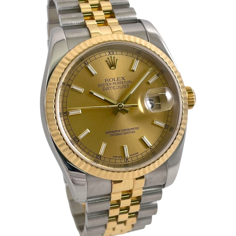 【ROLEX】ロレックス デイトジャスト 116233 腕時計 SS/YG メンズ シャンパン D番 OH・仕上げ済