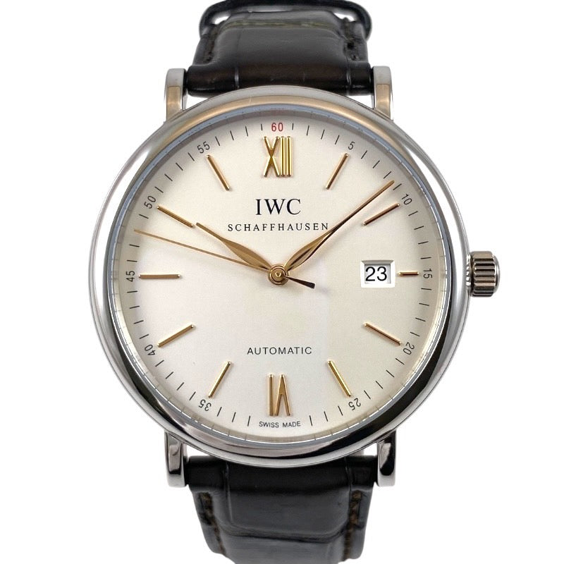 【IWC】インターナショナルウォッチカンパニー ポートフィノ IW356517 腕時計 SS/レザー メンズ オートマティック 革ベルト レザー