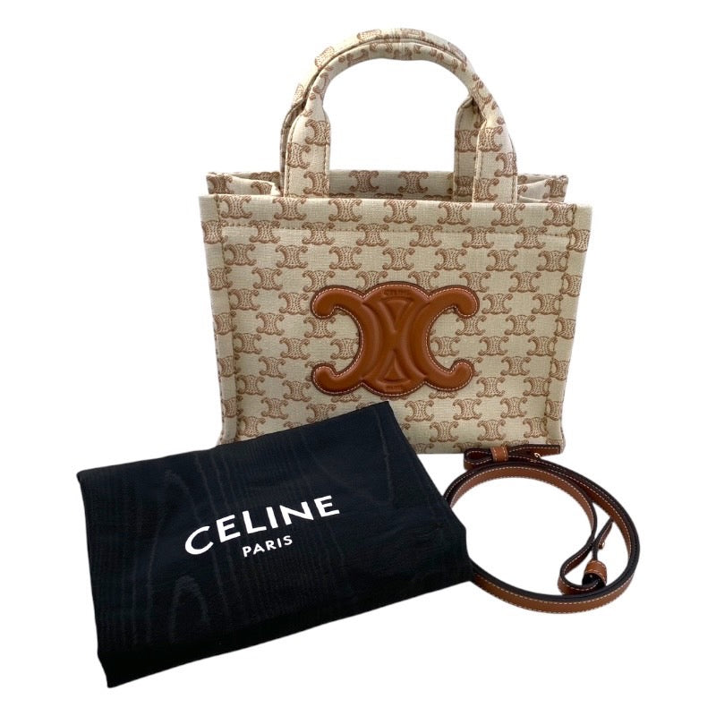 【CELINE】セリーヌ スモールカバ タイス 199162EZ6.01BC ハンドバッグ キャンバス レディース ハンドバッグ ショルダーバッグ 2way トリオンフ マカダム ベージュ/ブラウン
