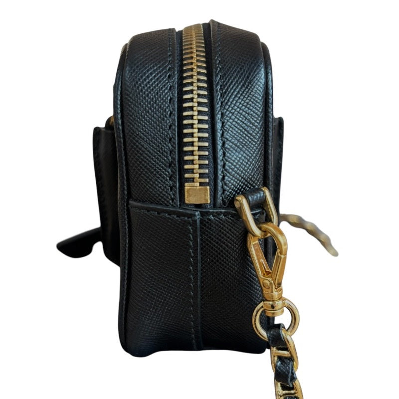 PRADA プラダ サフィアーノ BL0705 チェーンショルダー 2wayミニハンド ショルダーバッグ ナイロン ブラック×ゴールド金具【中古】 レディース