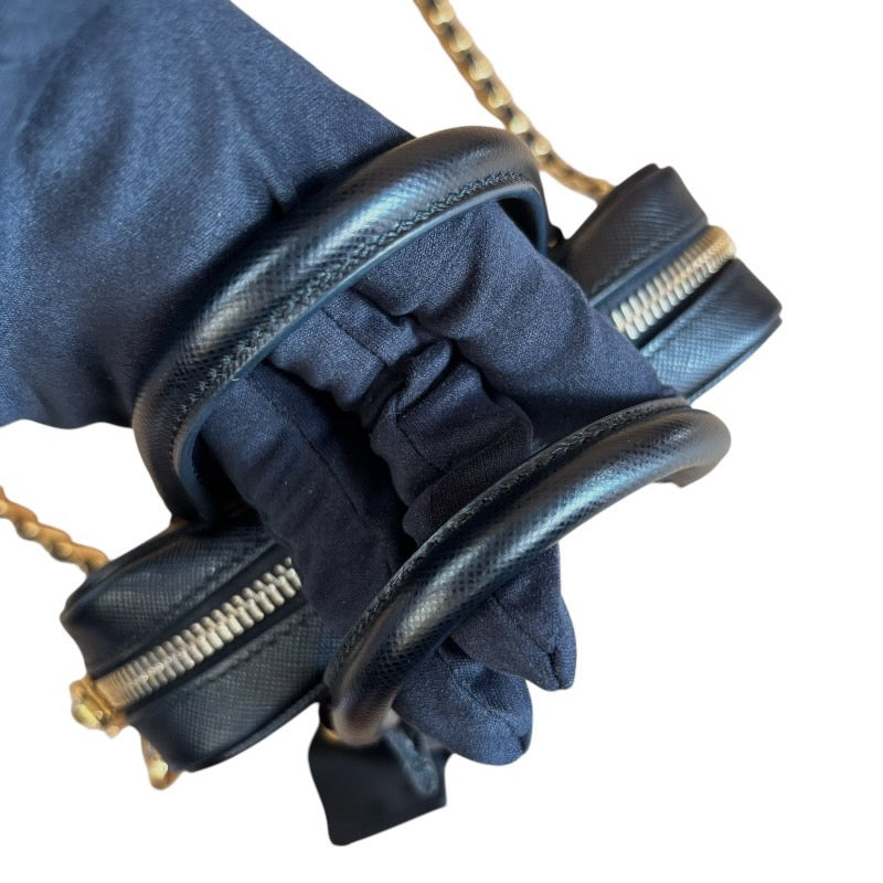 PRADA プラダ サフィアーノ BL0705 チェーンショルダー 2wayミニハンド ショルダーバッグ ナイロン ブラック×ゴールド金具【中古】 レディース