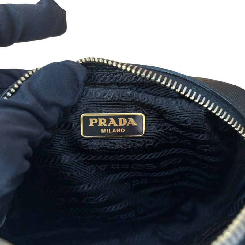 PRADA プラダ サフィアーノ BL0705 チェーンショルダー 2wayミニハンド ショルダーバッグ ナイロン ブラック×ゴールド金具【中古】 レディース