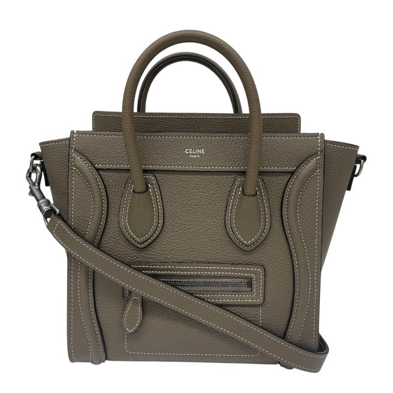 【CELINE】セリーヌ ラゲージ ナノ 189243 ハンドバッグ レザー レディース 新ロゴ 2WAY ショルダー グレージュ
