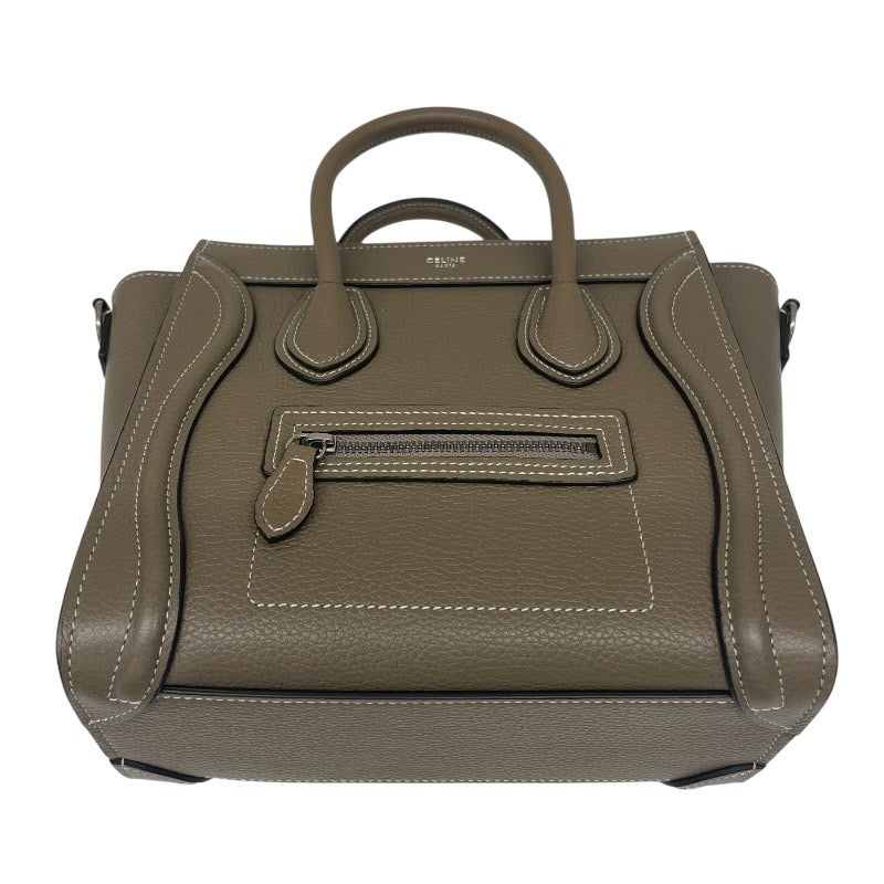 【CELINE】セリーヌ ラゲージ ナノ 189243 ハンドバッグ レザー レディース 新ロゴ 2WAY ショルダー グレージュ