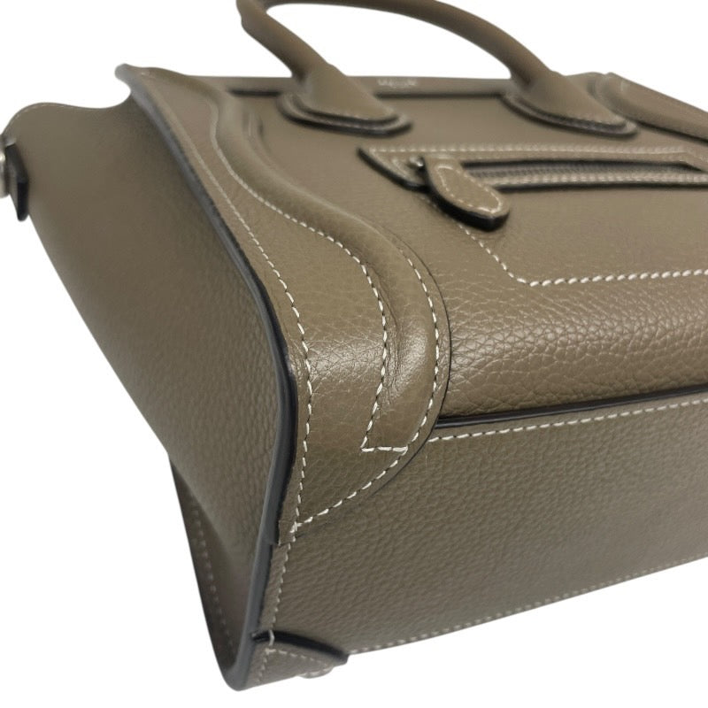 【CELINE】セリーヌ ラゲージ ナノ 189243 ハンドバッグ レザー レディース 新ロゴ 2WAY ショルダー グレージュ
