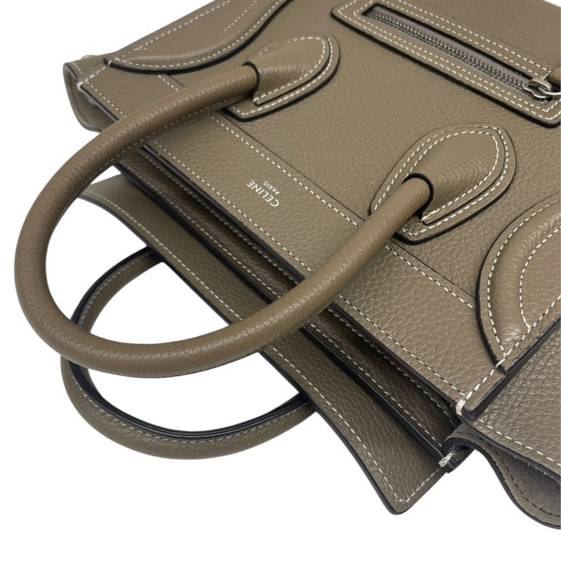 【CELINE】セリーヌ ラゲージ ナノ 189243 ハンドバッグ レザー レディース 新ロゴ 2WAY ショルダー グレージュ