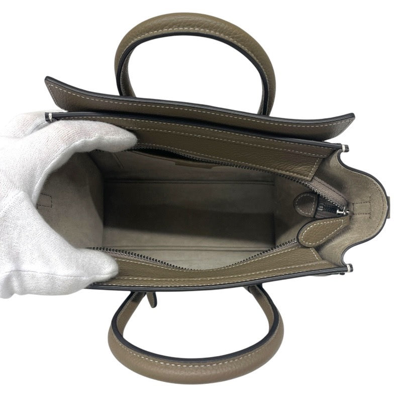 【CELINE】セリーヌ ラゲージ ナノ 189243 ハンドバッグ レザー レディース 新ロゴ 2WAY ショルダー グレージュ