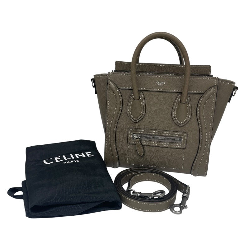 【CELINE】セリーヌ ラゲージ ナノ 189243 ハンドバッグ レザー レディース 新ロゴ 2WAY ショルダー グレージュ