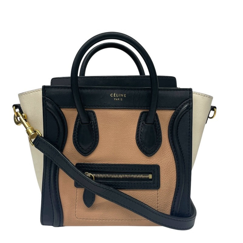 【CELINE】セリーヌ ラゲージ ナノ トリコロール ハンドバッグ レザー レディース 2WAY ショルダー