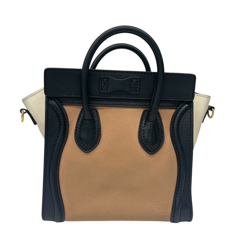 【CELINE】セリーヌ ラゲージ ナノ トリコロール ハンドバッグ レザー レディース 2WAY ショルダー