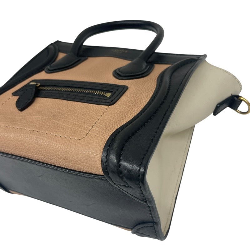 【CELINE】セリーヌ ラゲージ ナノ トリコロール ハンドバッグ レザー レディース 2WAY ショルダー