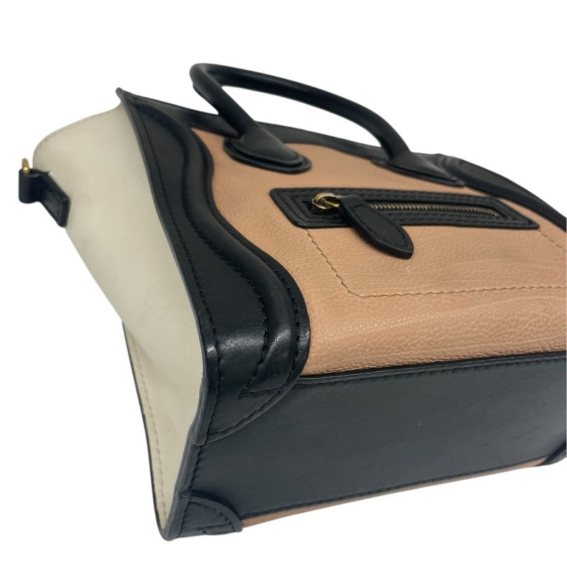 【CELINE】セリーヌ ラゲージ ナノ トリコロール ハンドバッグ レザー レディース 2WAY ショルダー