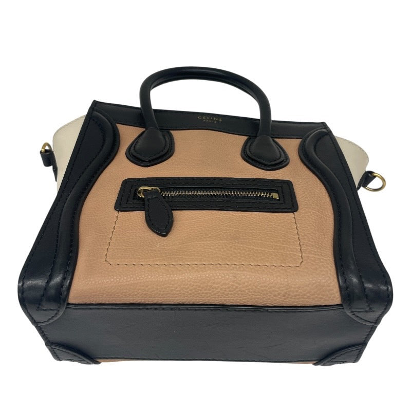 【CELINE】セリーヌ ラゲージ ナノ トリコロール ハンドバッグ レザー レディース 2WAY ショルダー