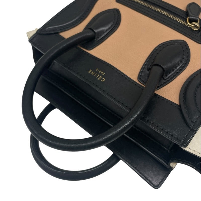【CELINE】セリーヌ ラゲージ ナノ トリコロール ハンドバッグ レザー レディース 2WAY ショルダー