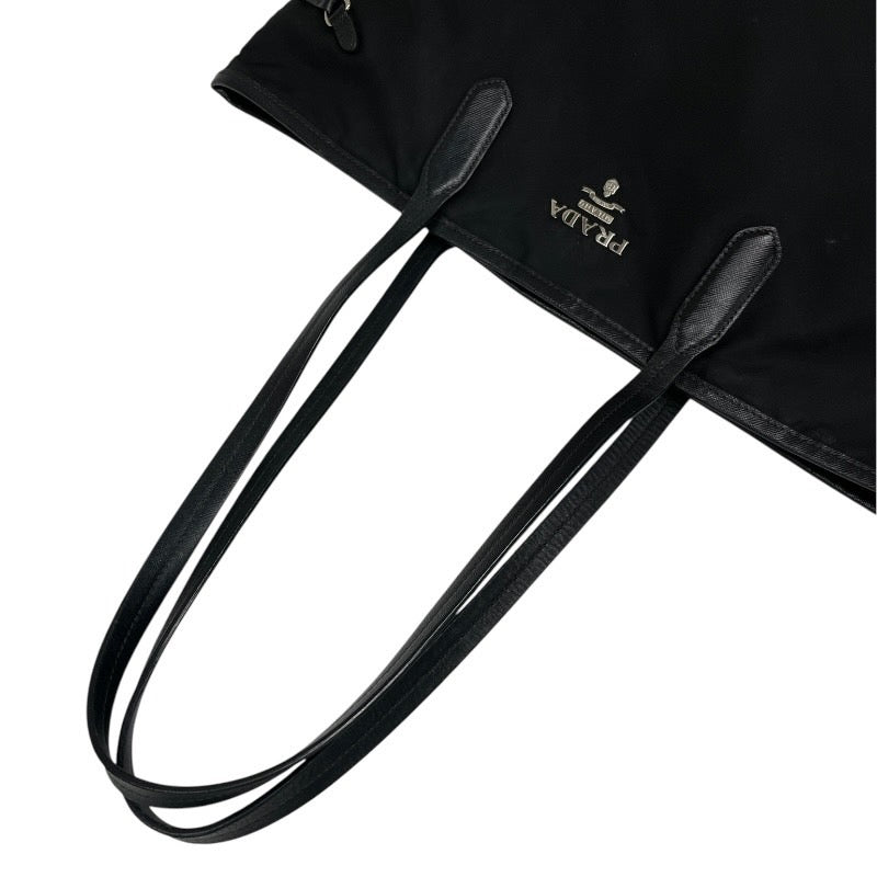 【PRADA】プラダ トートバッグ ナイロン レディース ショルダー レザー ロゴ テスート 黒 ブラック